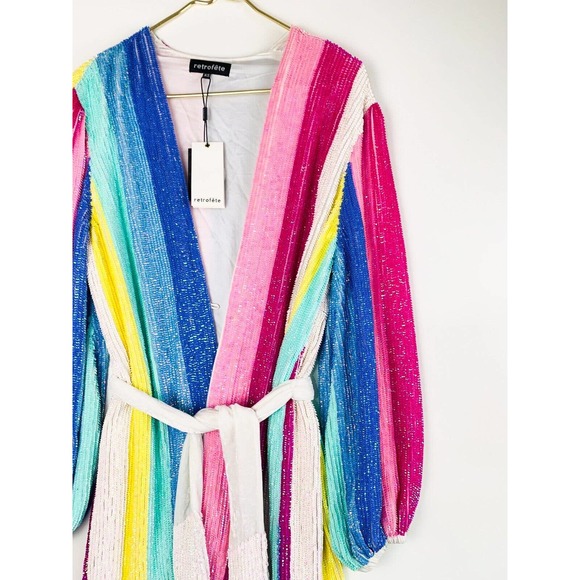 Retrofete Gabrielle Robe Dress Unicorn Stripes Rainbow Sequin BloggersFavorite - Picture 6 of 10